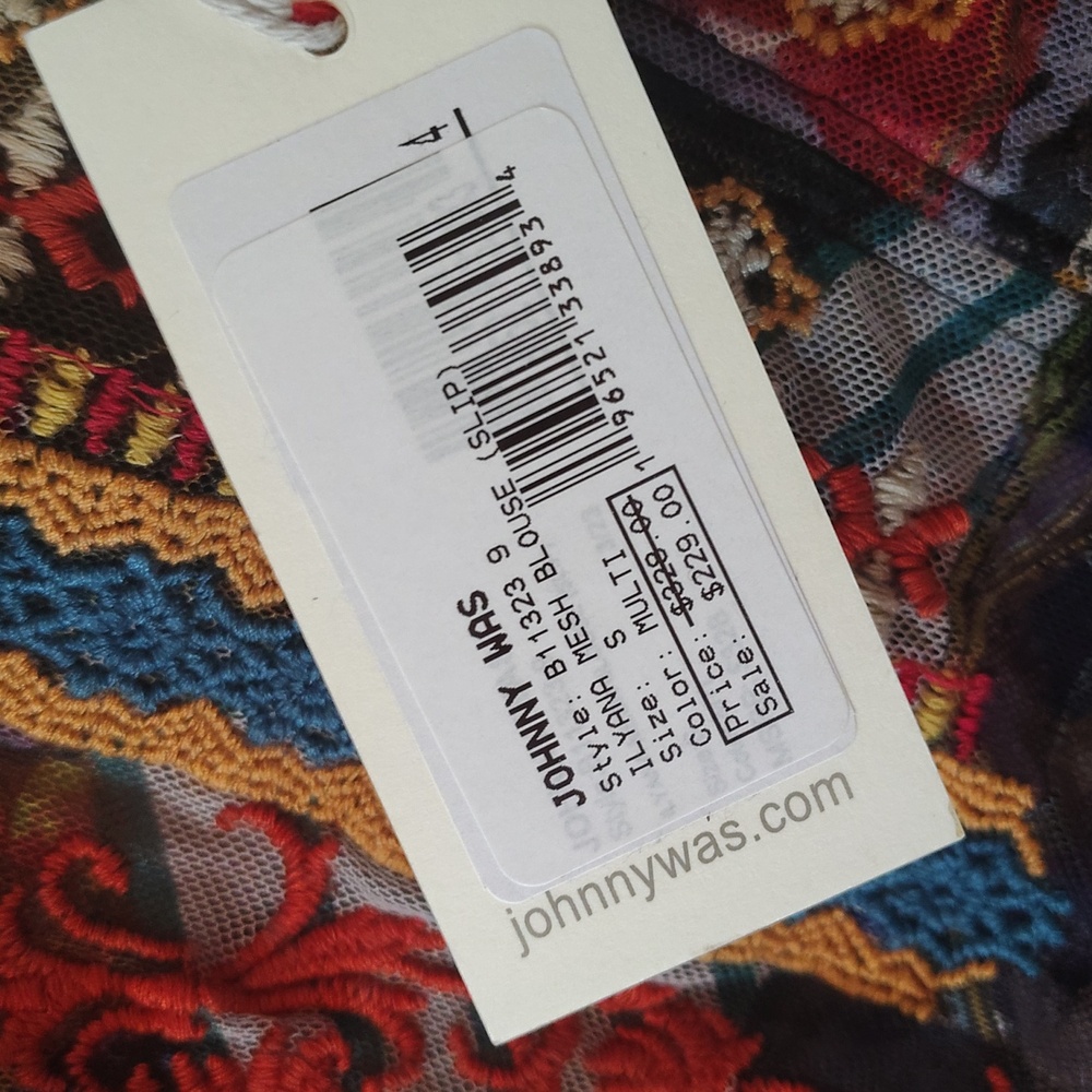 Johnny Was Biya Ilyana Mesh Embroidered Blouse Boho Chic B11323. Size S - Picture 12 of 16